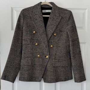 NWOT ZARA - Women's Tweed Blazer with Gold Buttons - Size Medium